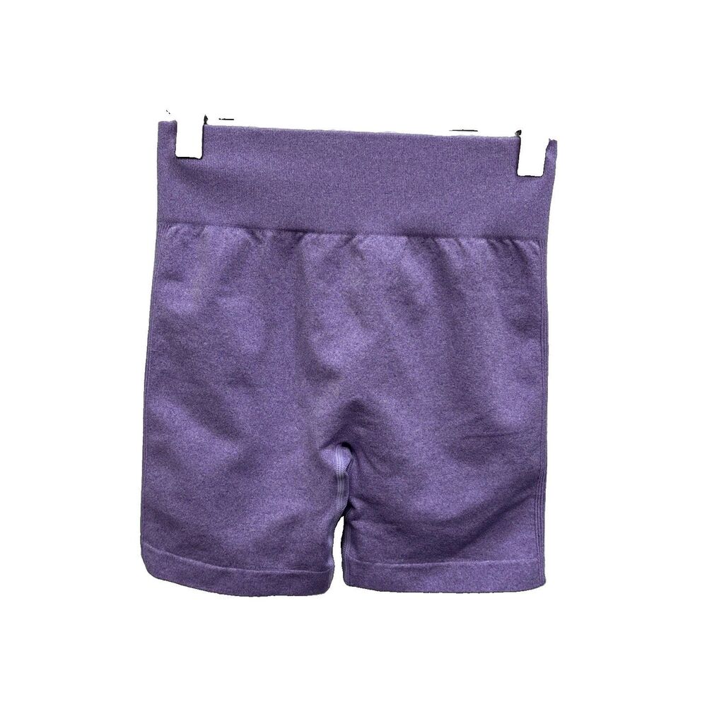 Women Seamless Scrunch Butt Shorts Purple High Waist Athletic Gym Active L